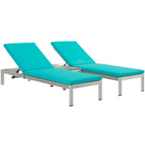 Shore 3 Piece Outdoor Patio Aluminum Chaise with Cushions by Lefancy