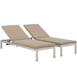 Shore Outdoor Patio Aluminum Chaise with Cushions Set of 2 by Lefancy