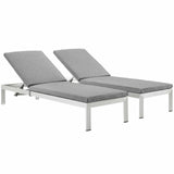 Shore Outdoor Patio Aluminum Chaise with Cushions Set of 2 by Lefancy