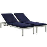 Shore Outdoor Patio Aluminum Chaise with Cushions Set of 2 by Lefancy