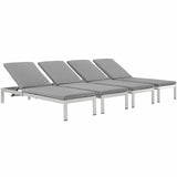 Shore Outdoor Patio Aluminum Chaise with Cushions Set of 4 by Lefancy