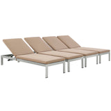 Shore Outdoor Patio Aluminum Chaise with Cushions Set of 4 by Lefancy