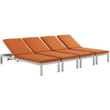 Shore Outdoor Patio Aluminum Chaise with Cushions Set of 4 by Lefancy