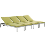 Shore Outdoor Patio Aluminum Chaise with Cushions Set of 4 by Lefancy