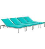 Shore Outdoor Patio Aluminum Chaise with Cushions Set of 4 by Lefancy