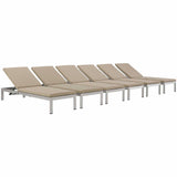 Shore Outdoor Patio Aluminum Chaise with Cushions Set of 6 by Lefancy