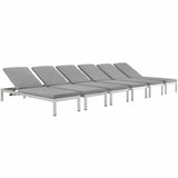 Shore Outdoor Patio Aluminum Chaise with Cushions Set of 6 by Lefancy