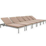 Shore Outdoor Patio Aluminum Chaise with Cushions Set of 6 by Lefancy