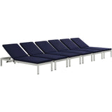 Shore Outdoor Patio Aluminum Chaise with Cushions Set of 6 by Lefancy