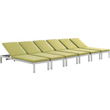 Shore Outdoor Patio Aluminum Chaise with Cushions Set of 6 by Lefancy