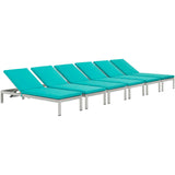 Shore Outdoor Patio Aluminum Chaise with Cushions Set of 6 by Lefancy