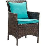 Conduit Outdoor Patio Wicker Rattan Dining Armchair by Lefancy