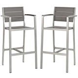 Shore Outdoor Patio Aluminum Bar Stool Set of 2 by Lefancy