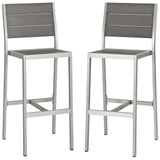 Shore Outdoor Patio Aluminum Armless Bar Stool Set of 2 by Lefancy