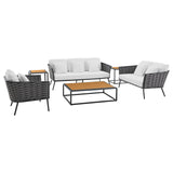 Stance 6 Piece Outdoor Patio Aluminum Sectional Sofa Set by Lefancy