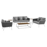 Stance 6 Piece Outdoor Patio Aluminum Sectional Sofa Set by Lefancy