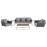 Stance 6 Piece Outdoor Patio Aluminum Sectional Sofa Set by Lefancy