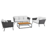 Stance 4 Piece Outdoor Patio Aluminum Sectional Sofa Set by Lefancy