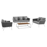 Stance 4 Piece Outdoor Patio Aluminum Sectional Sofa Set by Lefancy