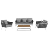 Stance 4 Piece Outdoor Patio Aluminum Sectional Sofa Set by Lefancy