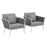 Stance Outdoor Patio Aluminum Armchair Set of 2 by Lefancy