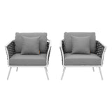 Stance Outdoor Patio Aluminum Armchair Set of 2 by Lefancy