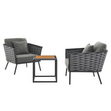 Stance 3 Piece Outdoor Patio Aluminum Sectional Sofa Set by Lefancy