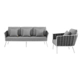 Stance 2 Piece Outdoor Patio Aluminum Sectional Sofa Set by Lefancy