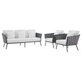 Stance 3 Piece Outdoor Patio Aluminum Sectional Sofa Set by Lefancy