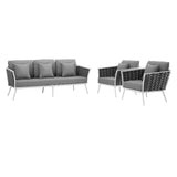 Stance 3 Piece Outdoor Patio Aluminum Sectional Sofa Set by Lefancy