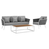 Stance 3 Piece Outdoor Patio Aluminum Sectional Sofa Set by Lefancy