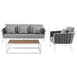 Stance 3 Piece Outdoor Patio Aluminum Sectional Sofa Set by Lefancy