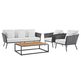 Stance 4 Piece Outdoor Patio Aluminum Sectional Sofa Set by Lefancy