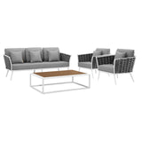 Stance 4 Piece Outdoor Patio Aluminum Sectional Sofa Set by Lefancy