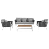 Stance 4 Piece Outdoor Patio Aluminum Sectional Sofa Set by Lefancy