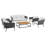 Stance 6 Piece Outdoor Patio Aluminum Sectional Sofa Set by Lefancy