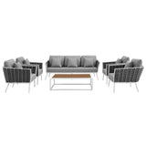 Stance 6 Piece Outdoor Patio Aluminum Sectional Sofa Set by Lefancy