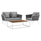 Stance 3 Piece Outdoor Patio Aluminum Sectional Sofa Set by Lefancy