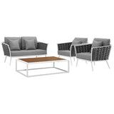 Stance 4 Piece Outdoor Patio Aluminum Sectional Sofa Set by Lefancy