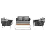 Stance 4 Piece Outdoor Patio Aluminum Sectional Sofa Set by Lefancy