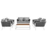 Stance 6 Piece Outdoor Patio Aluminum Sectional Sofa Set by Lefancy