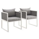 Stance Outdoor Patio Aluminum Dining Armchair Set of 2 by Lefancy