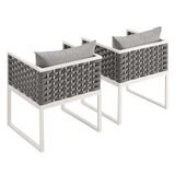 Stance Outdoor Patio Aluminum Dining Armchair Set of 2 by Lefancy