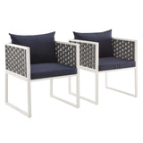 Stance Outdoor Patio Aluminum Dining Armchair Set of 2 by Lefancy