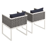 Stance Outdoor Patio Aluminum Dining Armchair Set of 2 by Lefancy