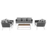 Stance 5 Piece Outdoor Patio Aluminum Sectional Sofa Set by Lefancy