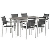 Shore 7 Piece Outdoor Patio Aluminum Dining Set by Lefancy