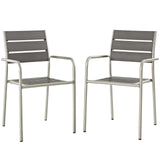 Shore Outdoor Patio Aluminum Dining Rounded Armchair Set of 2 by Lefancy