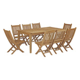 Marina 9 Piece Outdoor Patio Teak Dining Set by Lefancy