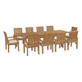 Marina 11 Piece Outdoor Patio Teak Dining Set by Lefancy